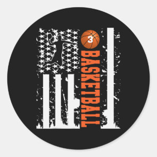 Sticker Rond Trois Maillot Tee Sketll Numéro Drapeau Usa