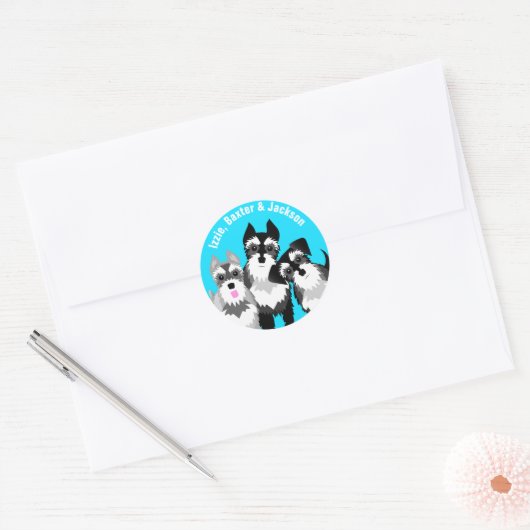 Sticker Rond Trois mignons Schnauzers (Enveloppe)
