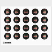 Sticker Rond Trois Noirs et Rouges (Feuille)