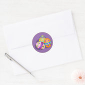 Sticker Rond Trois Oeufs de Pâques Décorés, arrière - plan viol (Enveloppe)