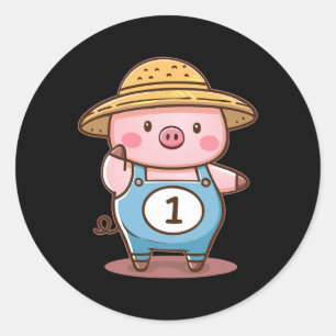 Sticker Rond Trois petits cochons Cochon 1 Costume d'Halloween