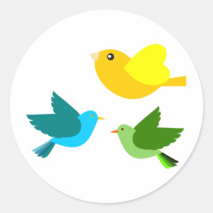 Sticker Rond Trois Petits Oiseaux