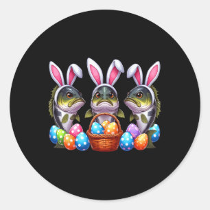 Sticker Rond Trois poissons de Pâques B Lapin de Pâques chassan