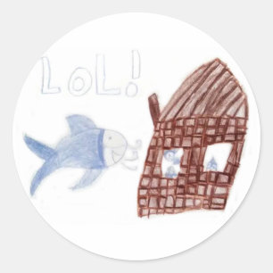 Sticker Rond Trois poissons idiots - dessin de poissons