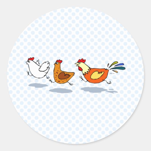 Sticker Rond Trois poules (Devant)