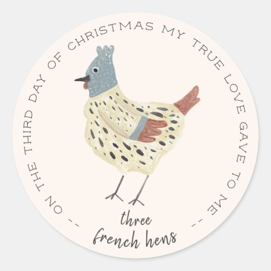 Sticker Rond Trois poules françaises (Devant)