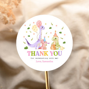 Sticker Rond Trois Rex Anniversaire Dinosaure