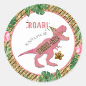 Sticker Rond Trois Rex Dinosaur 3e Anniversaire Classic Stic Ro (Devant)