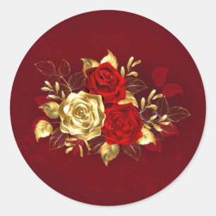 Sticker Rond Trois Roses de bijoux