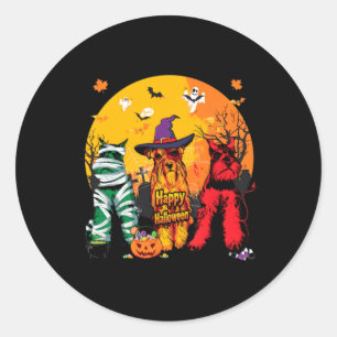Sticker Rond Trois Schnauzer Halloween Pleine Lune
