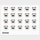 Sticker Rond Trois Snowmen avec signe d'hiver (Feuille)