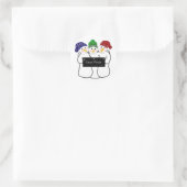 Sticker Rond Trois Snowmen avec signe d'hiver (Sac)