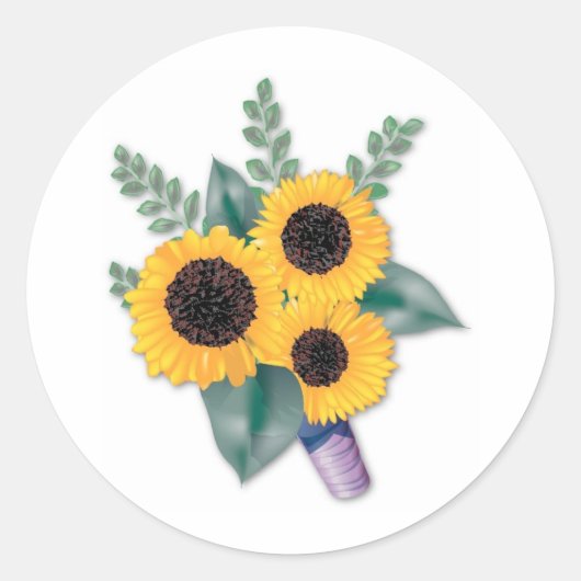 Sticker Rond Trois Tournesols gais (Devant)