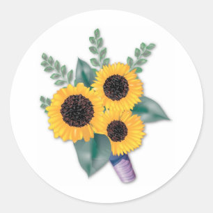 Sticker Rond Trois Tournesols gais