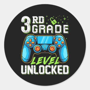 Sticker Rond Troisième Niveau Déverrouillé De Retour À La Vidéo