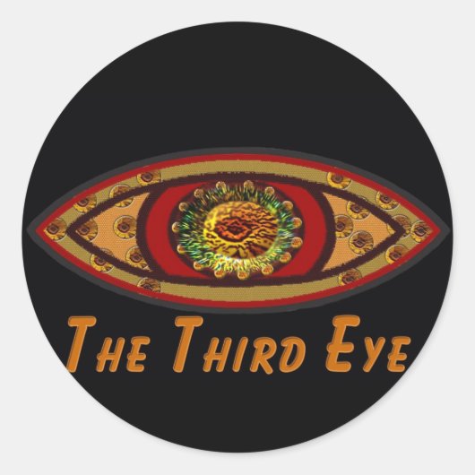 Sticker Rond Troisième oeil - Impression noire avec légende par (Devant)