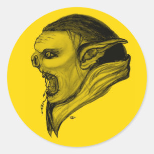 Sticker Rond Troll noir jaune design