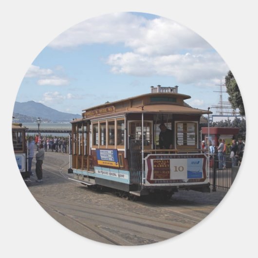 Sticker Rond Trolley Cars San Francisco (Devant)