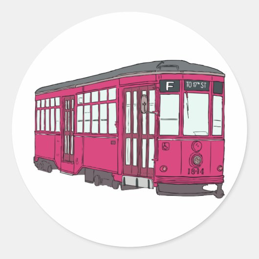 Sticker Rond Trolleybus Tramway Tramway Trolleycar (Devant)