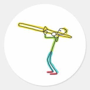 Sticker Rond Trombone Stickman