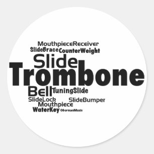 Sticker Rond Trombone Word Cloud Black Text