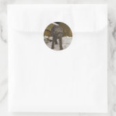 Sticker Rond Trompette Baby Elephant Dans La Neige (Sac)