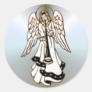 Sticker Rond Trompette en laiton de Noël Angel