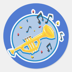 Sticker Rond trompette et notes de musique