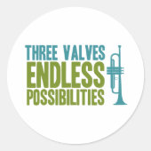 Sticker Rond Trompette - Trois Valves, Possibilités Interminabl (Devant)