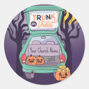 Sticker Rond Tronc mignon ou traiter l'autocollant Halloween pe