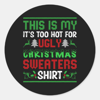 Sticker Rond Trop Chaud Gros Chandail De Noël Drôle Hommes De N