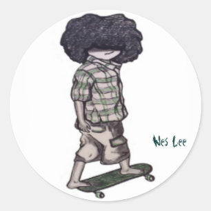 Sticker Rond Trop cool à la planche à roulettes