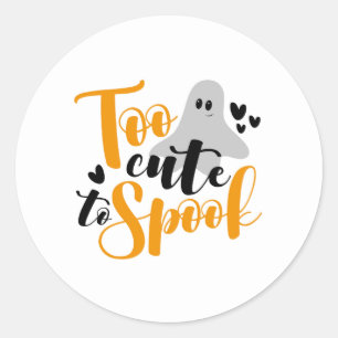 Sticker Rond Trop Mignon Pour Effrayer Fantôme Halloween Drôle