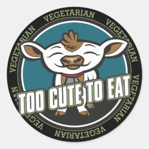 Sticker Rond Trop mignon pour manger la vache