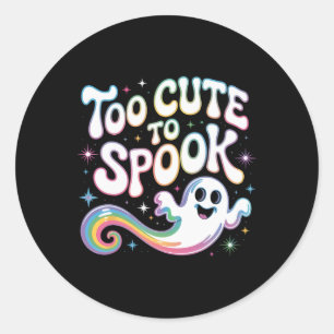 Sticker Rond Trop Mignonne Pour Parler Ghost Drôle Halloween Di