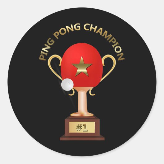 Sticker Rond Trophée Champion de tennis de table Ping Pong (Devant)