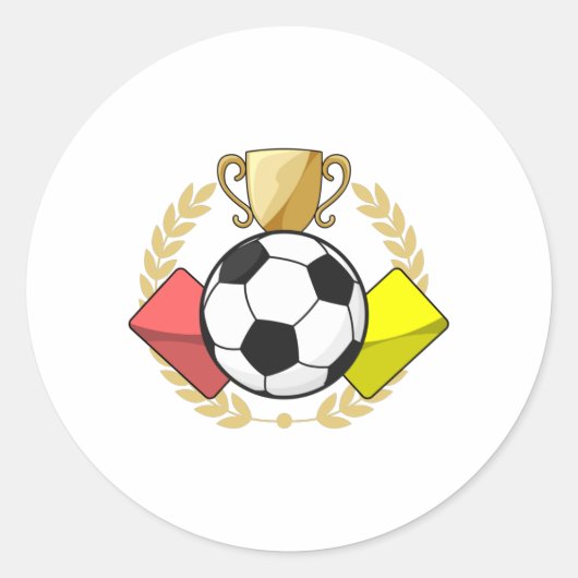 Sticker Rond Trophée de football rouge et jaune (Devant)