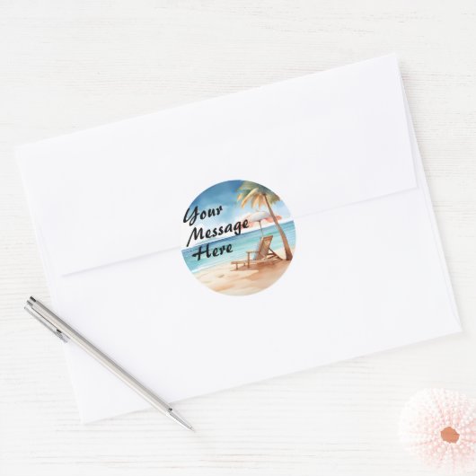 Sticker Rond Tropical Beach Party (Enveloppe)