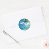 Sticker Rond Tropical Beach String Lights Palms Enregistrer La  (Enveloppe)