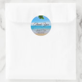 Sticker Rond Tropical Beach Vacation Island Mariage Merci (Sac)