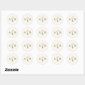 Sticker Rond Tropical Botanical Floral Wedding Monogram (Feuille)