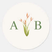 Sticker Rond Tropical Botanical Floral Wedding Monogram (Devant)