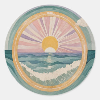 Sticker Rond Tropical Celestial Shore