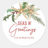 Sticker Rond Tropical Christmas Starfish Seas N Salutations (Devant)