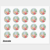 Sticker Rond Tropical de plage bleu marine Coquillage aquarelle (Feuille)