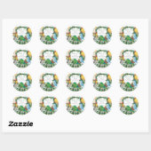 Sticker Rond Tropical Exotic bébé Baby shower de perroquets sau (Feuille)