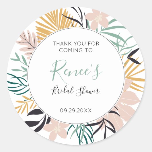 Sticker Rond Tropical Fleurs et Fleurs Mariage (Devant)