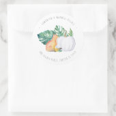 Sticker Rond Tropical Fox and White Citrouille Adresse de retou (Sac)