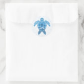 Sticker Rond Tropical Island Sea Turtle Design en bleu (Sac)