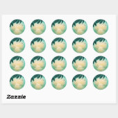 Sticker Rond Tropical Isle Sunrise Merci Turquoise ID581 (Feuille)